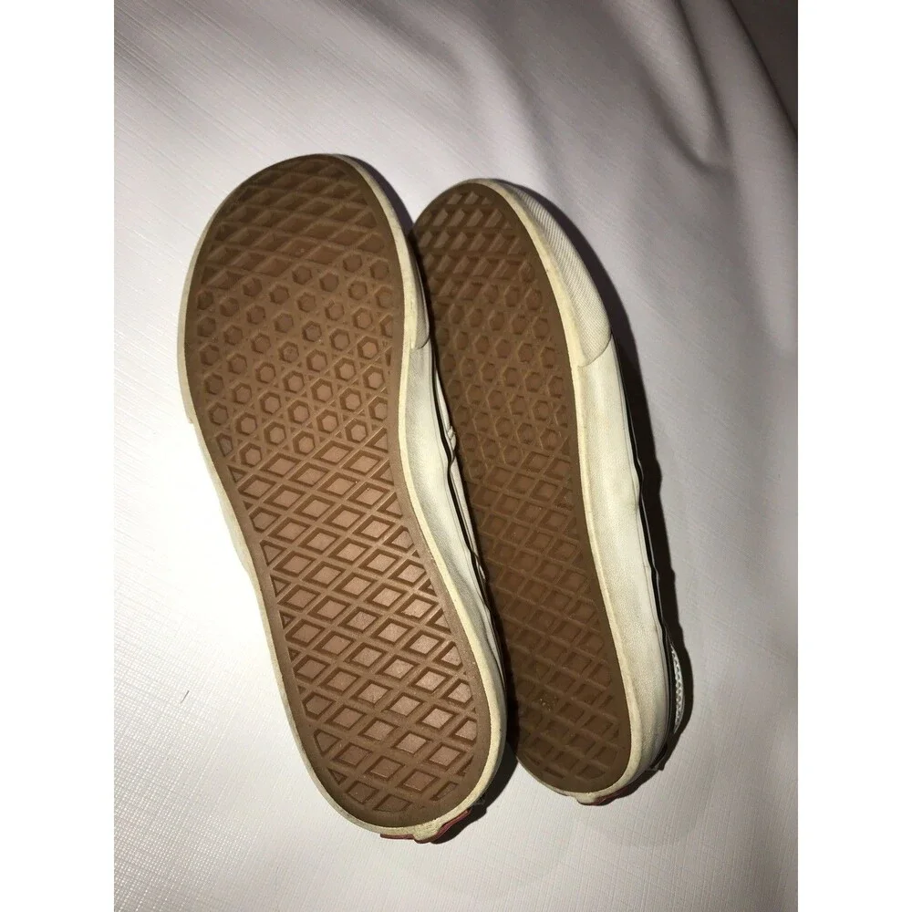 VANS Slip-On Checkerboard Canvas Sneakers Light Blue Beige White-missy 4.5